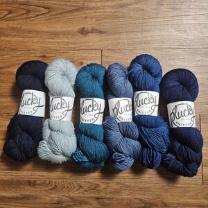 Lot of 6 Plucky Knitter Primo Fingering Merino Cashmere 75 20 5 Blue Jeans Ferry
